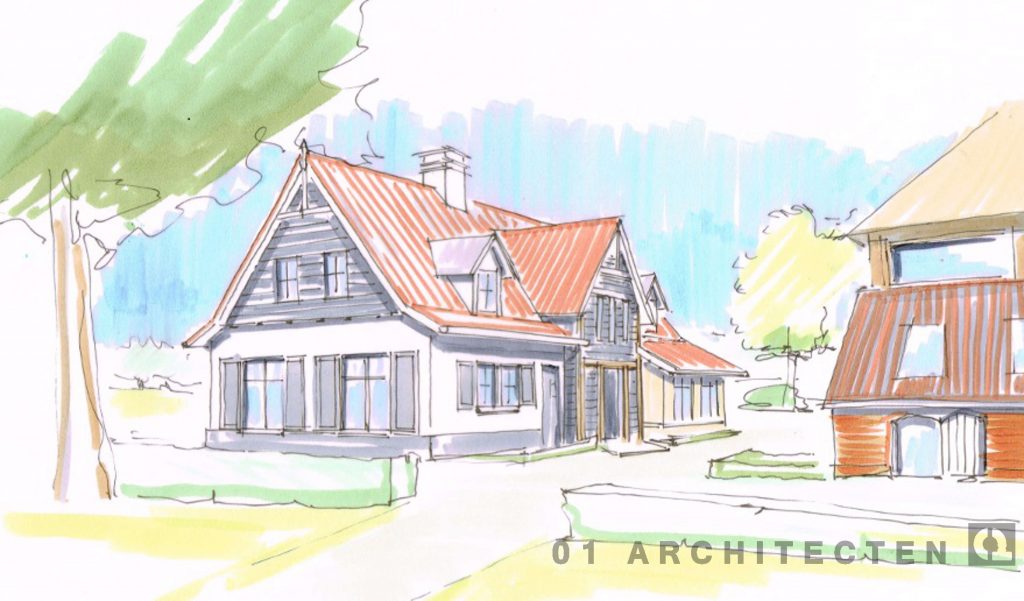 Nieuwbouw vrijstaande woning met luiken rode pannen stucwerk en eikenhouten accenten tussen Eerbeek en Zutphen