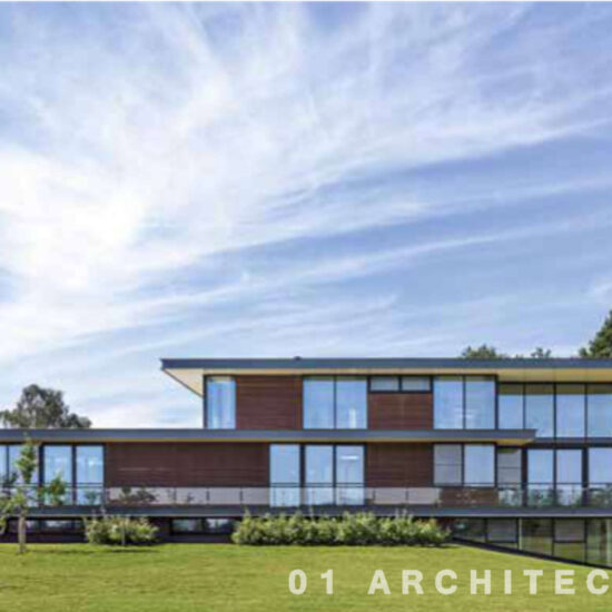 moderne villa met plat dak buitengebied