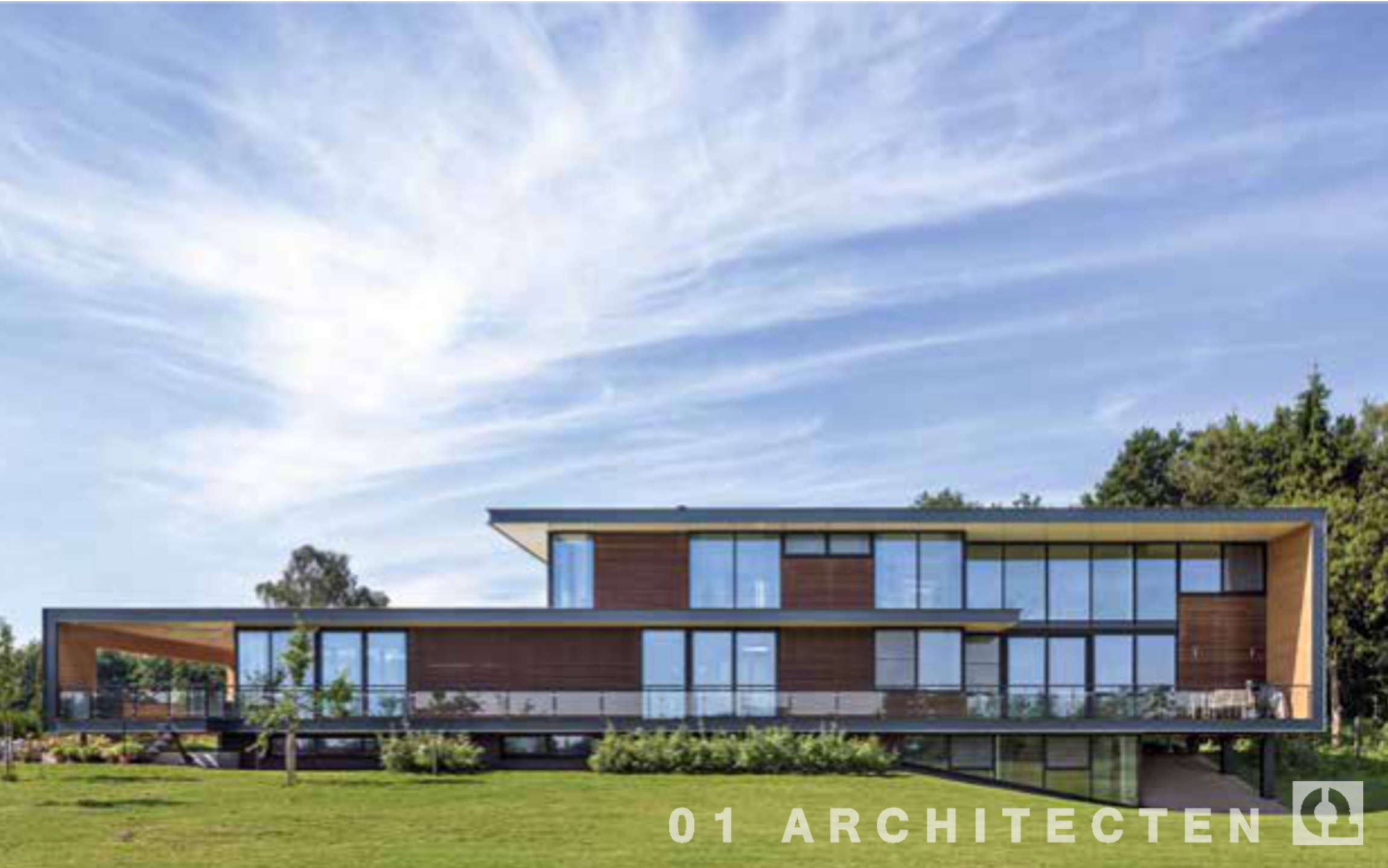 moderne villa met plat dak buitengebied